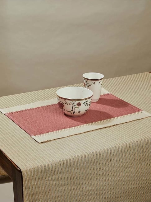 Fabindia Home Cerise Brown & Beige Cotton 525 GSM Table Mats - Set of 6-picture-47