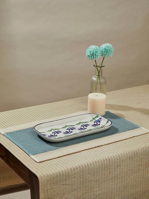Fabindia Home Idika Blue & Beige Cotton 525 GSM Table Mats - Set of 6-image-35