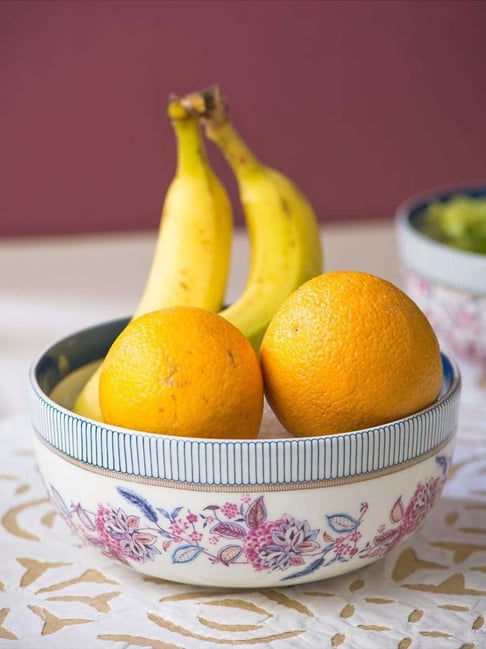 Fabindia Home Luxe Blue & White Ceramic Large Serving Bowl (1000ml)-picture-31