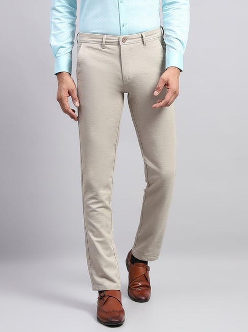Monte Carlo Beige Smart Fit Trousers-image-5