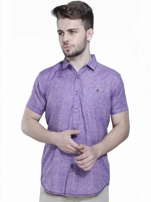 Kuons Avenue Purple Slim Fit Texture Shirt-picture-47