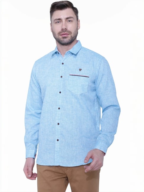 Kuons Avenue Blue Linen Slim Fit Shirt-picture-29