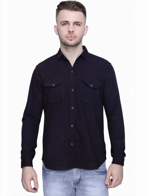 Kuons Avenue Navy Regular Fit Denim Shirt-picture-20