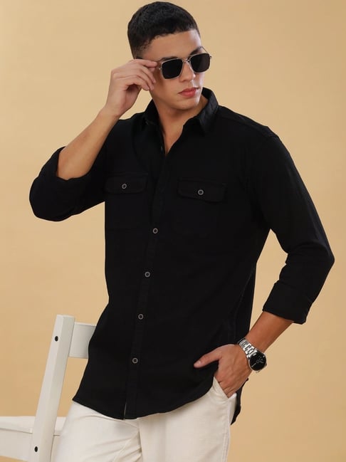 Kuons Avenue Black Slim Fit Denim Shirt-picture-18
