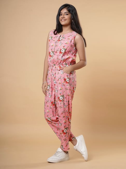 TeenTrums Kids Pink Printed Jumpsuit