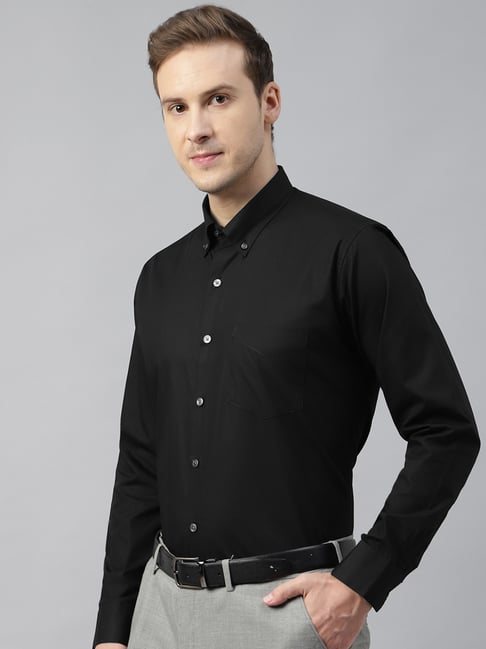 Hancock Black Cotton Slim Fit Formal Shirt-picture-18