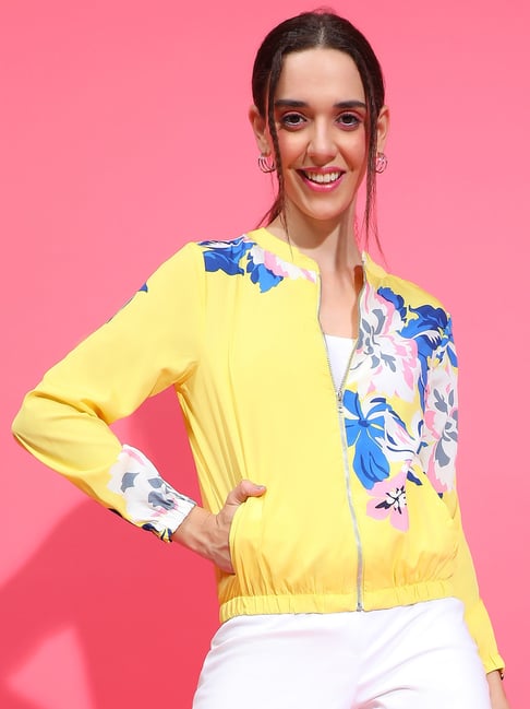 Oxolloxo Yellow Floral Print Bomber Jacket