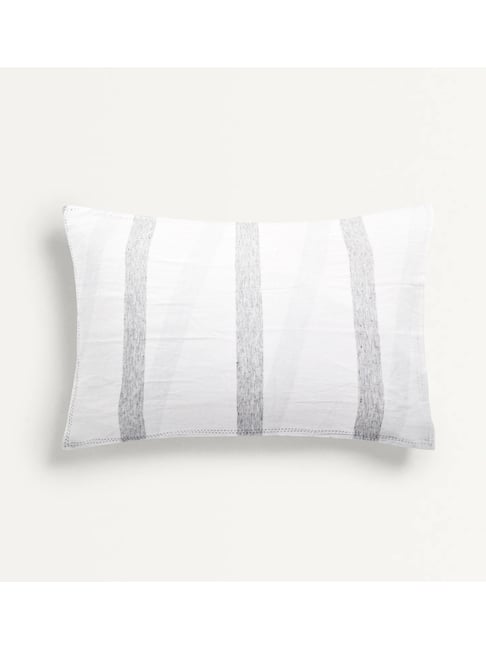 The Baby Atelier 100% Organic Stripe Grey Pillow Cover-image-3