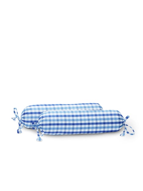 The Baby Atelier 100% Organic Checks Blue Baby Bolster Cover