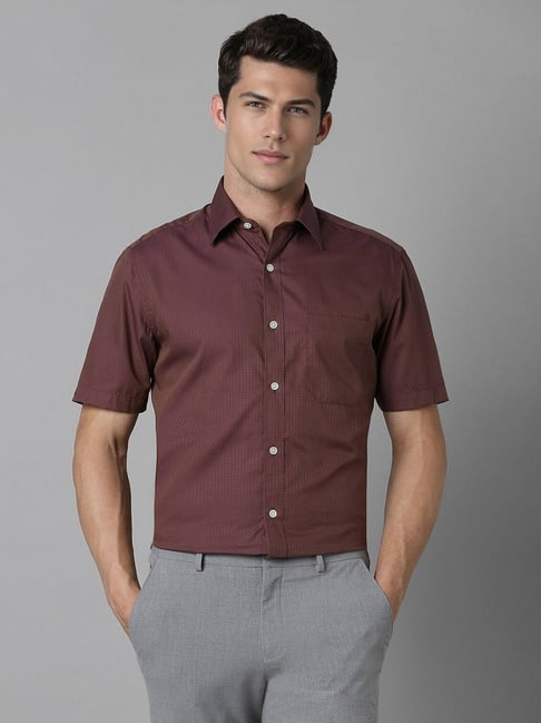 Buy Louis Philippe Brown Cotton Texture Formal Shirt (Formal) for
