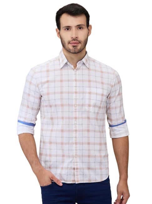 Parx Parx Slim Fit Checkered Medium Fawn Shirt-picture-45
