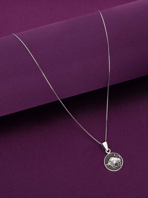 Kai Jewel Sterling Silver Zodiac Sign Taurus Oxidized Pendant With Chain