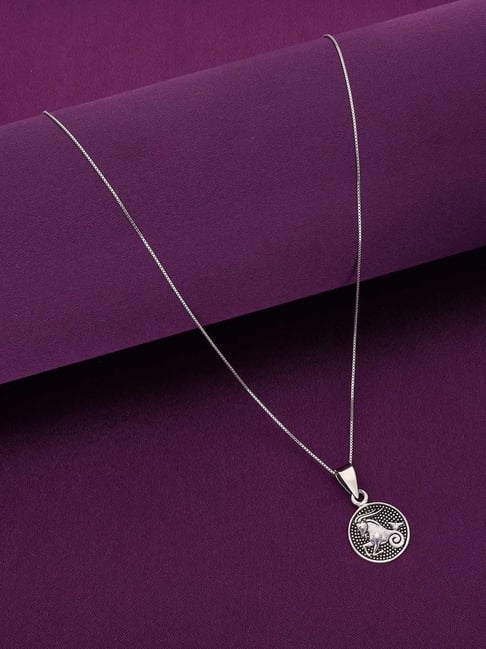 Kai Jewel Sterling Silver Zodiac Sign Capricorn Oxidized Pendant With Chain