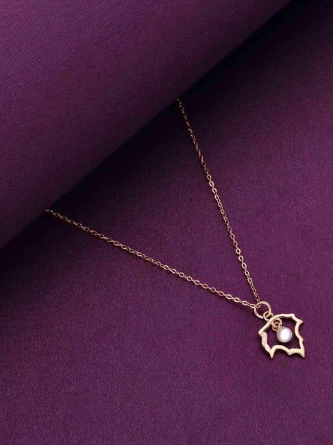 Kai Jewel Sterling Silver Rose Gold Dainty Maple Pearl Chain Necklace
