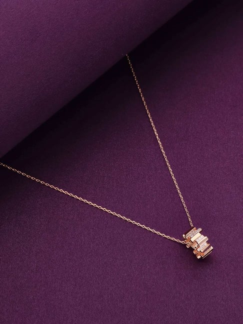 Kai Jewel Sterling Silver Rose Gold Eternal Circle Ring Pendant Necklace