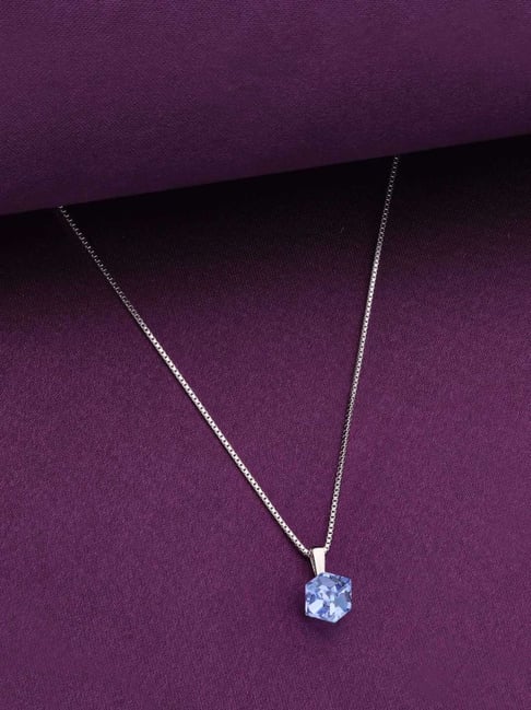 Kai Jewel Sterling Silver Shiny Blue Crystal Casual Necklace