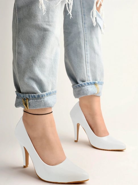 Shoetopia Girls White Heel Shoes Shoetopia Kids White Stiletto Pumps