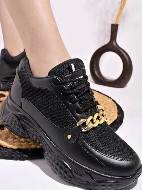 Running Shoes Black Colour Shoes For Girls Shoetopia Kids Black