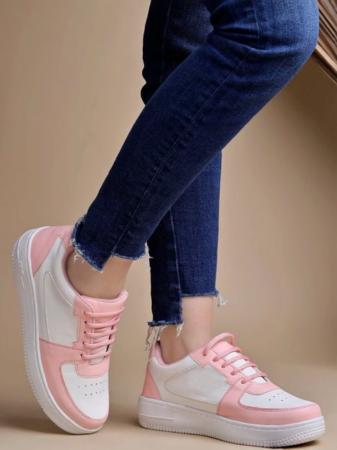 Shoetopia Kids Pink White Sneakers