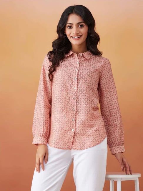 Fabindia Beige Rayon Blend Printed Shirt-picture-30