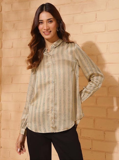 Fabindia Beige Rayon Blend Printed Shirt-picture-32