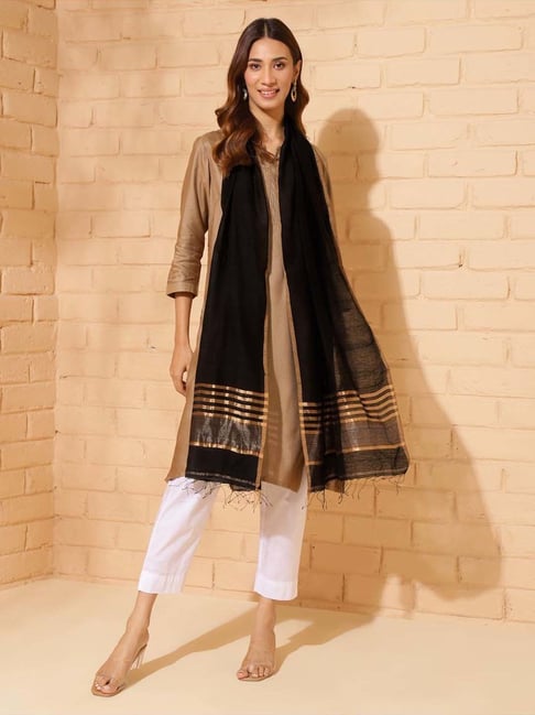 Fabindia Black Woven Pattern Stole