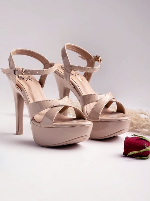 Buy Shoetopia Kids Beige Ankle Strap Stilettos for Girls at Best