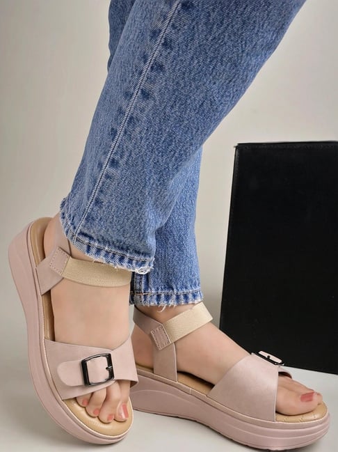 Shoetopia Kids Beige Sling Back Wedges