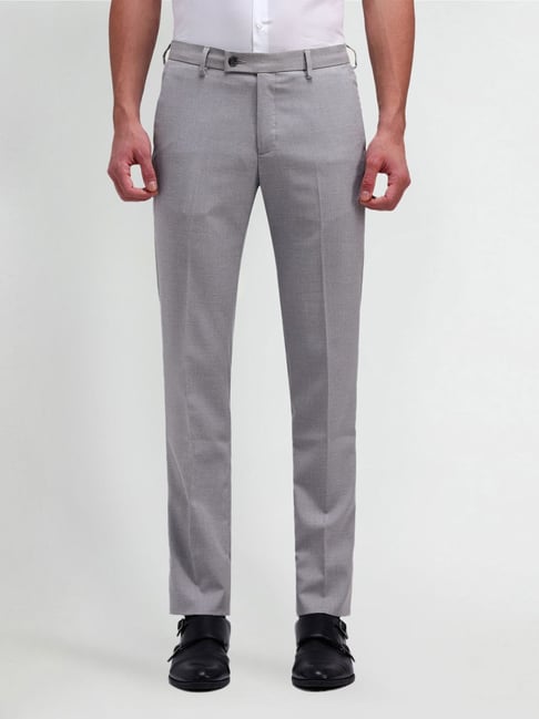 Arrow Grey Slim Fit Texture Trousers-picture-33
