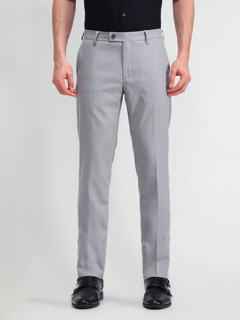 Arrow Grey Regular Fit Trousers-picture-12