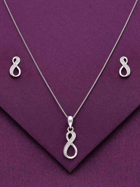 Kai Jewel Sterling Studded Infinity Pendant with Chain Set with Chain for Women