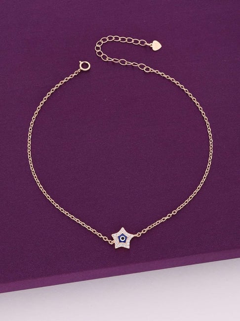 Kai Jewel Sterling Silver Star Evil Eye Rose Gold Anklet for Women-picture-20