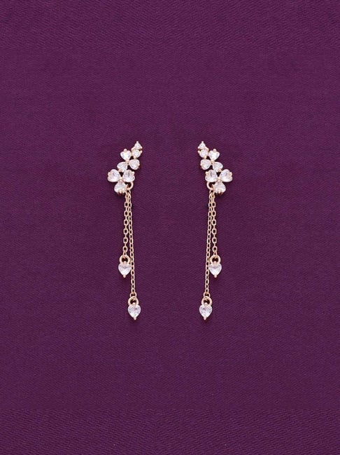 Kai Jewel Sterling Silver Chic Floral Zircon Drop Rose Gold Earrings for  Women