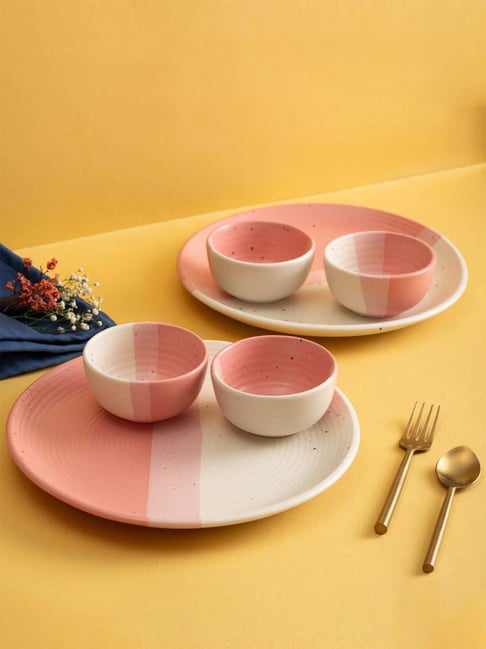 Urban Space Pink Pearl Ceramic Dinner Set