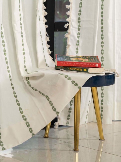 Urban Space Vintage Braid Sage Green Cotton Embroidered Window Curtain-picture-15