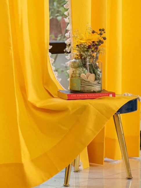 Urban Space Aura Yellow Cotton Long Door Curtain-picture-17