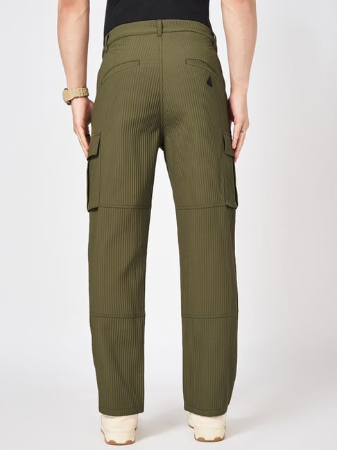 Street 808 By Pantaloons Green Regular Fit Texture Cargos