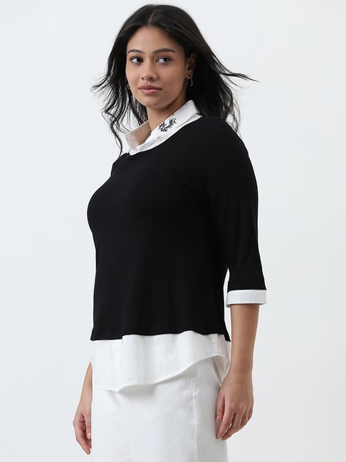 Gia by Westside Black Collared T-Shirt