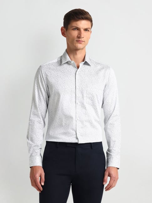 Arrow White Cotton Slim Fit Printed Shirt-picture-48