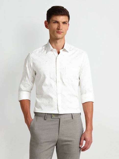 Arrow White Cotton Slim Fit Texture Shirt-picture-30