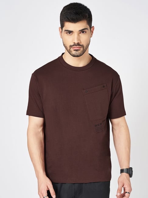 Street 808 By Pantaloons Brown Cotton Boxy Fit Printed T-Shirt-image-40