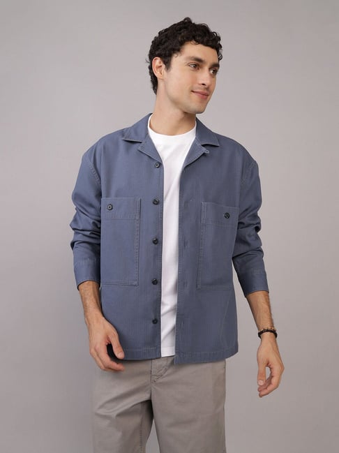 American Eagle Blue Cotton Regular Fit Shirt-picture-38