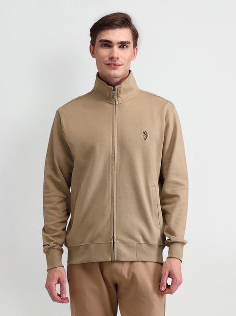 U.S. Polo Assn. Denim Co. Beige Slim Fit Texture Sweatshirt-picture-33