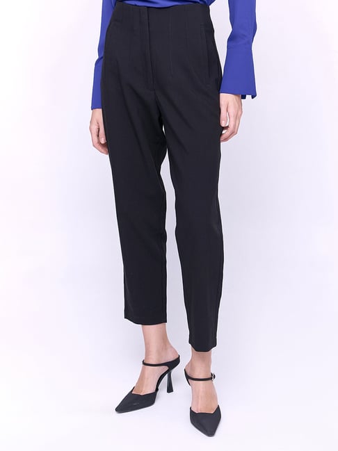 Cover Story Black Mid Rise Slim Fit Trousers