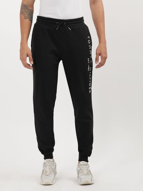 Tommy Hilfiger Black Cotton Regular Fit Printed Joggers-picture-46