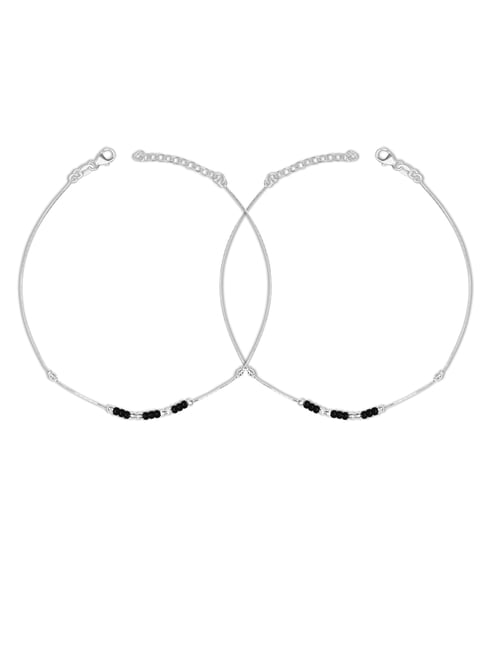 Zavya Enchanted Night Black Beads Rhodium Plated 925 Sterling