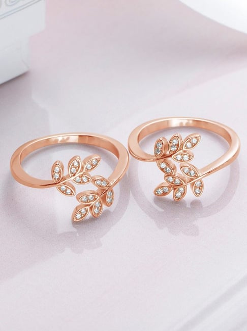 Buy Zavya Leafy CZ Rose gold Plated 925 Sterling Silver Toe Ring