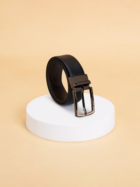 Byford by Pantaloons Black Textured Reversible Formal Belt For Men-picture-11
