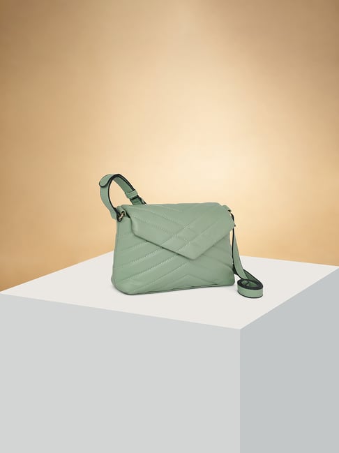Forever Glam by Pantaloons Green Quilted Medium Cross Body Bag-picture-18