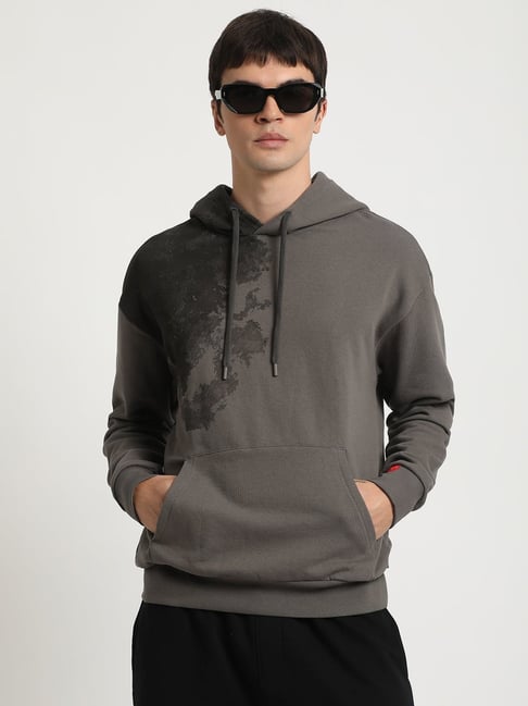The Bear House Grey Cotton Regular Fit Printed Hooded Sweatshirt-picture-40